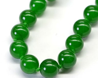 Green Jade Knotted Necklace Mala Jewelry Beaded  Gemstone Necklace Apple Green Burma Jade  Long Toggle Less Necklace