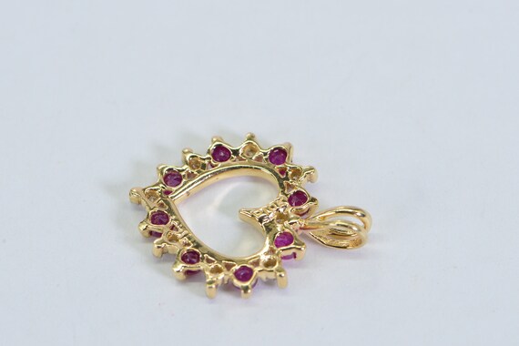 10K Gold Heart Style Genuine  Ruby & Diamond - image 4