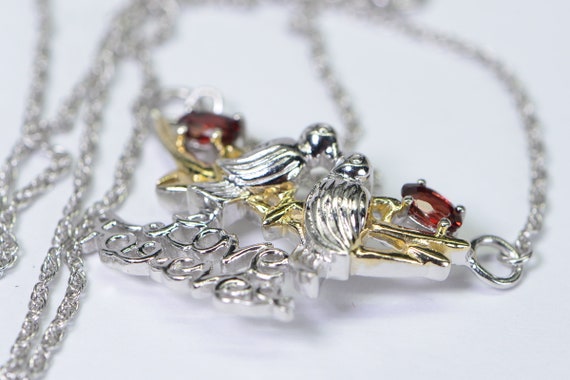 Two Birds Kiss Pendant Necklace Sterling silver a… - image 7