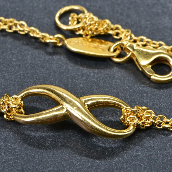 24K Gold Vermeil Infinity Chain Bracelet Delicate Double Row Chain Bracelet