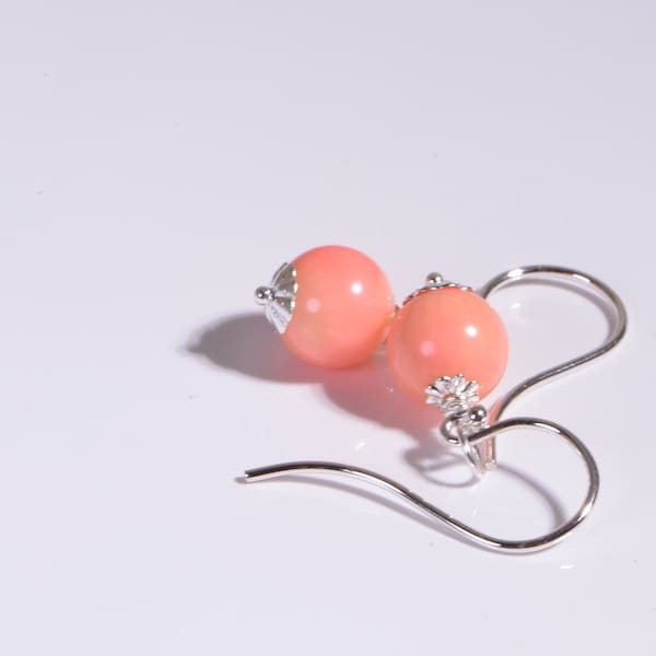 Pink Coral Dangle Earrings