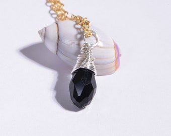 Wire wrapped Briolette Black Teardrop Wire Beads Jewelry Making