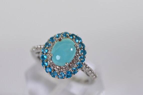 Genuine Turquoise Vintage Ring Turquoise ring Ova… - image 8