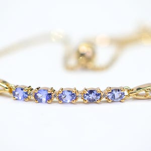 Tanzanite Bracelet  Bolo Adjusted Bracelet in Platinum Over 925 Sterling Silver