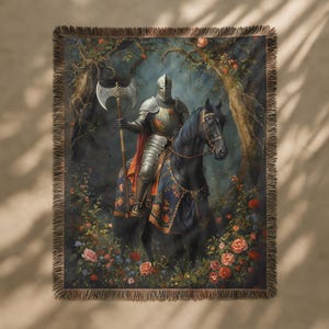 Tapisserie Murale Chevalier Médiéval 3D 150x200 Cm - Tenture Déco Pour Chambre, Salon, 100% Polyester