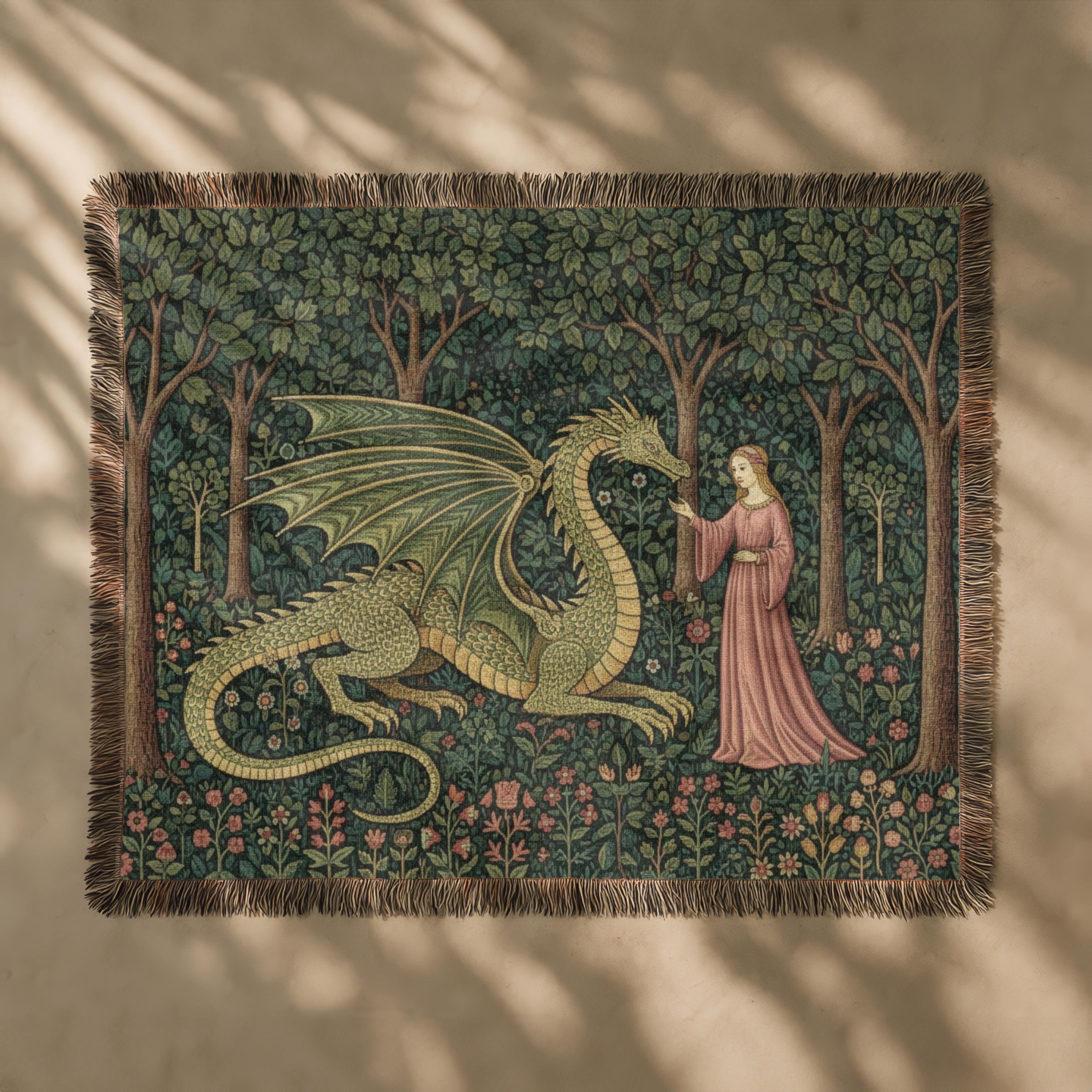 Tapisserie Murale Tissée – Scène Romantique Amants Chevalerie – 39x76 Cm