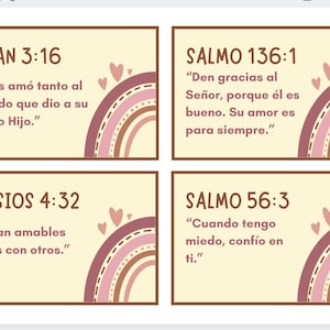 Tarjetas de versículos de la Biblia para Niños