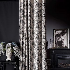 Floral Embroidered Modern Curtain Panel: Modern Blackout Living Room & Bedroom