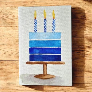 Tarjeta de cumpleaños original pintada a mano con acuarela