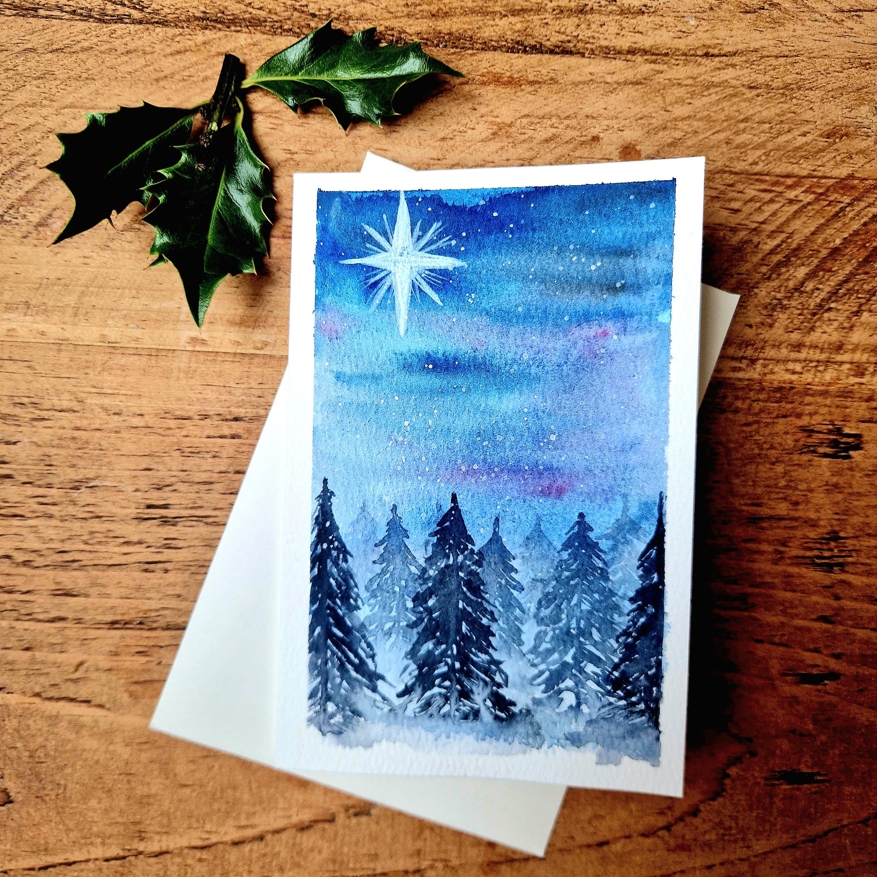オリジナル手描き水彩クリスマスカード - Etsy 日本