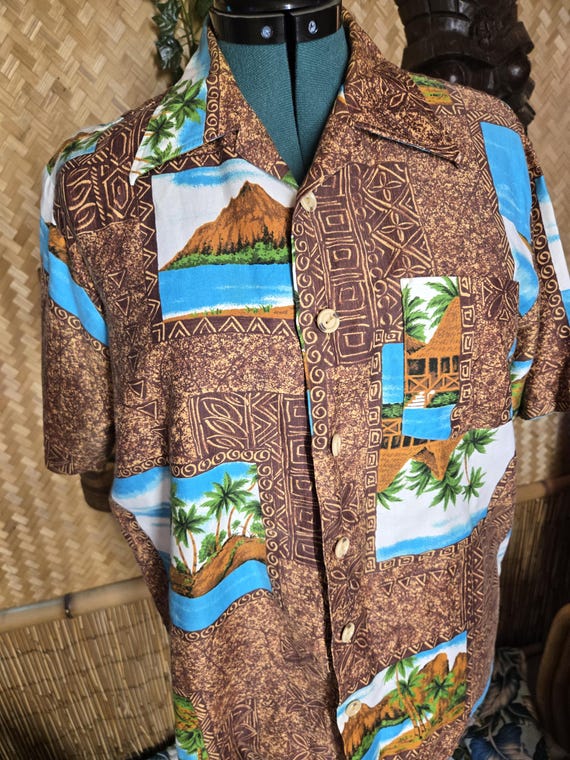 Vintage Sears Kings Road Hawaiian aloha shirt Large m1039