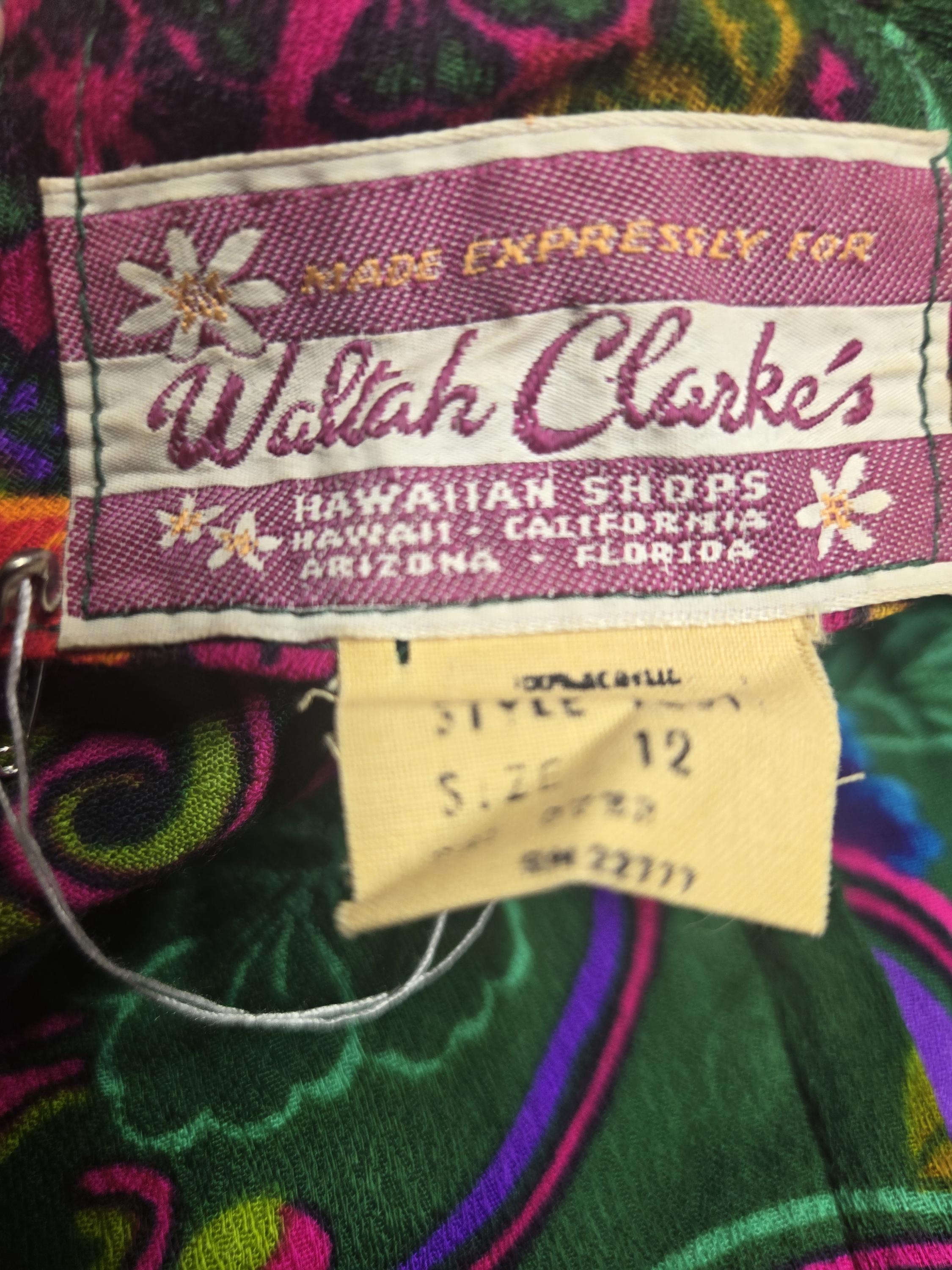 Vintage Waltah Clarke's Hawaiian Maxi Acrylic Barkcloth Aloha