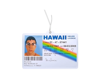 McLovin Superbad inspired motif air freshener, fun air freshener, car accessory, air freshener