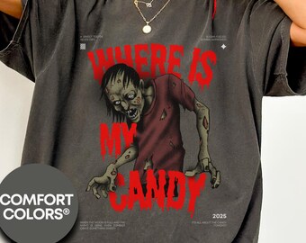 Comfort Colors® Halloween Shirt, Candy hunter Shirt, Halloween Ghost Shirt, Spooky Season Shirt, Fall Shirt, Halloween Gift, Zombie Shirt