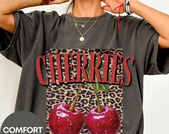 Vintage Cherry Comfort Colors® Shirt, Cherry Tee, Fruit tshirt, Summer Shirt, Foodie, Cherry Lover Gift, Retro Cherry Shirt, Cherries Tee
