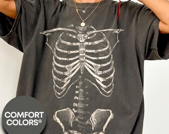 Comfort Colors Halloween Shirt, Skeleton Shirt, Halloween Ghost Shirt, Skeleton Graphic Shirt, Fall Shirt, Spooky Shirt, Pumpkin Shirt