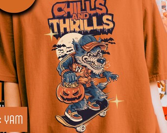 Comfort Colors® Halloween Shirt, Funny Werewolf Shirt, Skate Lovers, Halloween Ghost Shirt, Spooky Season Shirt, Fall Shirt, Spooky Shirt