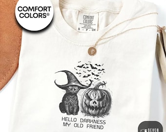 Comfort Colors Halloween Shirt, Black cat Shirt, Halloween Ghost Shirt, Black cat Shirt, Fall Shirt, Spooky Shirt, Pumpkin Witch Graphic Tee