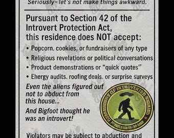 No Soliciting Sign 7x10 – Aluminum Door Sign for Introverts, Funny Sarcastic Porch Decor