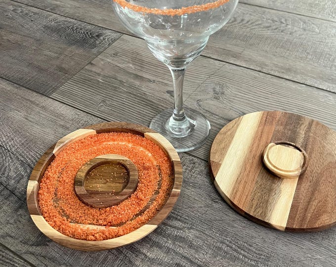 Handcrafted Wood Cocktail Glass Rimmer: Margarita & Bloody Mary Bar Tool
