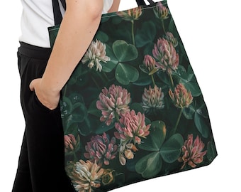 Common Clover Tote Bag - Reusable Grocery Bag, Overnight Bag, Tote Bag, Beach Bag, Gift, Oxalis, Plants, Flowers