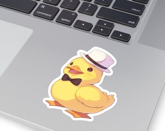 Happy Duck, Kiss-Cut Stickers, Ducky, Dandy, Dapper, Top Hat, Rubber Duck, Cute, Gift