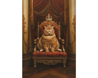 Orange Chonk King Blep, Matte Vertical Posters, Royalty, Royal Court, Cat Parent, Dad, Mom, Gift, Memorial, Thicc Boi, Orange Cat, Tabby