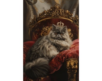 Grey Persian Queen, Matte Vertical Posters, Pet Parent, Mom, Dad, Parent, Cat, Kitty, Kitten, Royalty, Memorial, Art