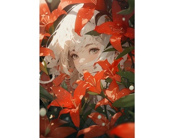 Red Lillies Matte Vertical Posters, Matte Vertical Posters, Wild Flowers, Anime, Gift, Home Decor, Poster