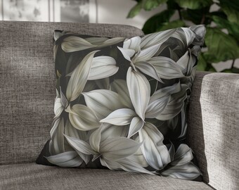 Tradescantia Silver Spun Polyester Square Pillowcase - Home, Décor, Life, Gift