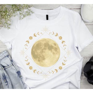 Mystisches Mond und Sonnen Shirt: Boho Celestial T-Shirt