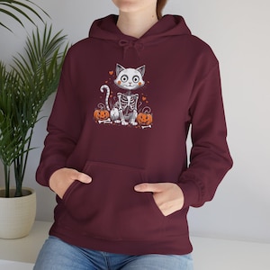 Sweat à capuche chat d&#39;Halloween : Sweat-shirt unisexe confortable pour les amoureux des chats, Sweat à capuche citrouille, cadeau de saison effrayante, Sweat-shirt chat automne mignon