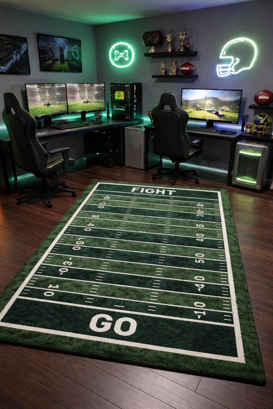 Football Filed Rugg Hand Tufted American Football Field Rug – Sports Game Room Area Rug - Etsy