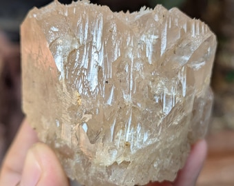 Cristal de topacio champán grabado: piedra preciosa puntiaguda de doble terminación
