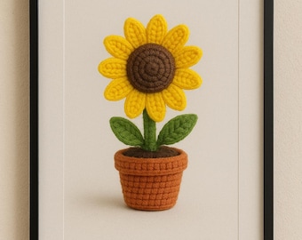 鉢植えのひまわりの編みぐるみ PDF かぎ針編みパターン サンシャイン