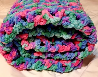 Colorful Crochet Baby Blanket, Crochet Baby Girl Bedding, Pink Baby Blanket, Purple Girl Blanket, Plush Blanket, Photo Prop, Rare Color