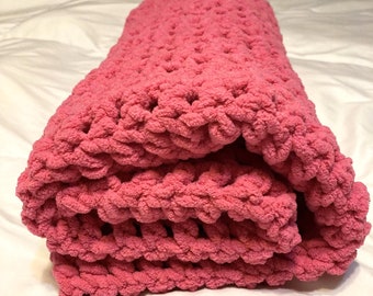 Handmade Pink Baby Blanket, Crochet Baby Blanket, Baby Shower Gift, Crib Stroller Blanket