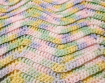 Crochet Baby Blanket, baby shower gift, pastel colors, crochet blanket, knitted blanket, chevron design, soft warm and cozy blanket, newborn