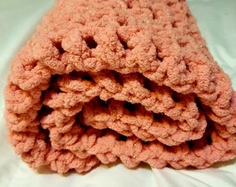 Baby Pink Crochet Blanket, Sparkle Yarn, baby Girl Blanket, Baby Shower, Gift Pink Blanket, Bernat Sparkle Yarn, Shimmery Sparkles, Newborn