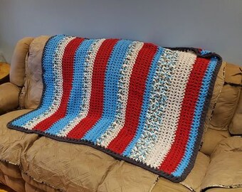 Baby Boy Blanket, Couch Throw, Chunky Plush Baby Blanket, Multi Colored Blanket, Thick Plush one of a kind couch throw baby blanket