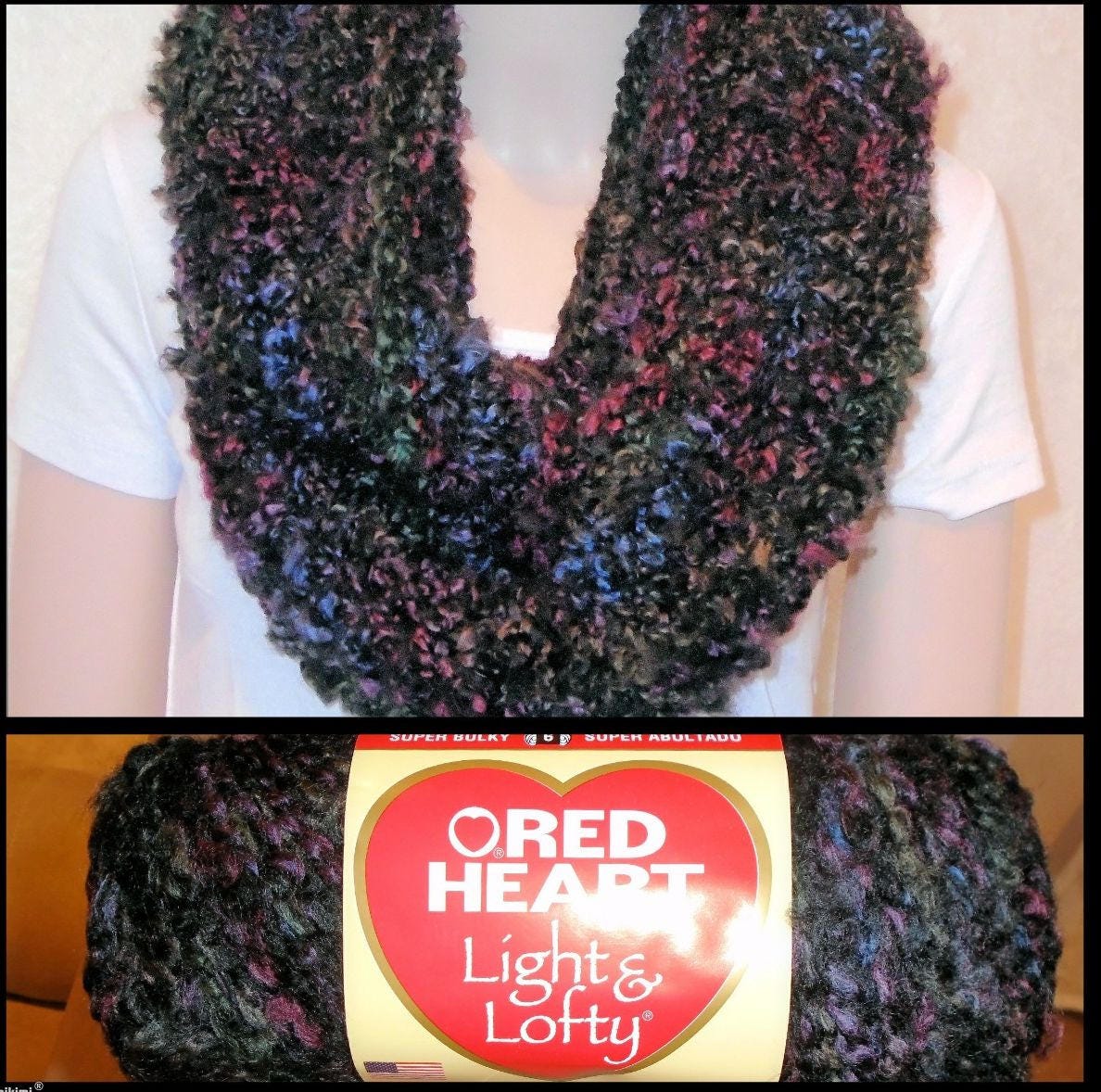 Black Crochet Scarf Crochet Infinity Scarf Black Scarf Blue Crochet