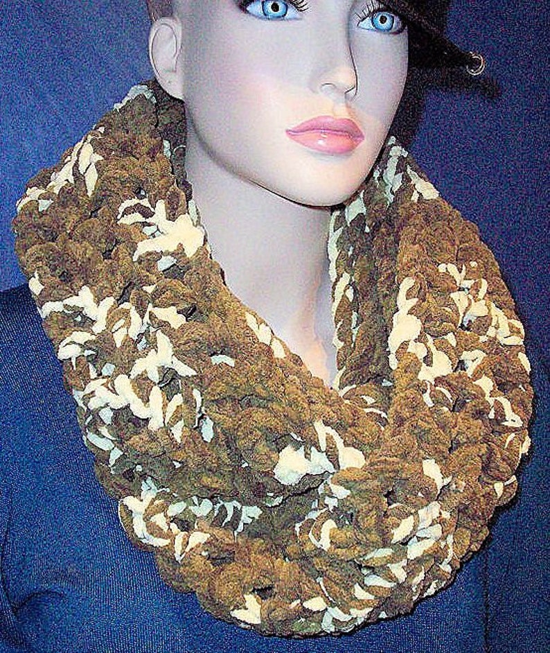 Olive Green Crochet Infinity Scarf Chunky Infinity Etsy