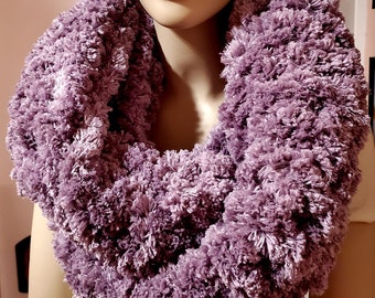 Crochet Scarf, Purple Oversized Chunky Plush Crochet Infinity Scarf, Purple Scarf, Winter Scarf, Knitted Scarf, Chunky Scarf, Sherpa Scarf