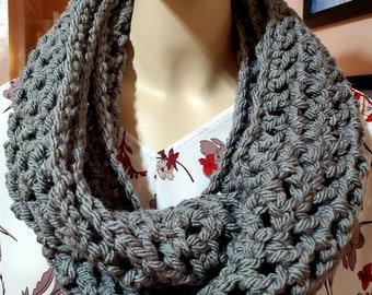 Gray Crochet Infinity Scarf