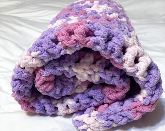 Baby Girl Crochet Handmade Baby Blanket, Baby Shower Gift, Crib Blanket, Naptime Blankie