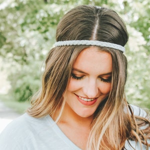 braided headbands for women, adult headbands, neutral color headbands, solid color headbands, thin headband, stretch headband, gifts for her image 3