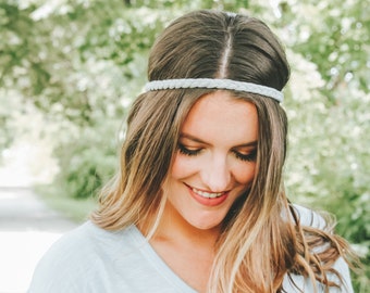 boho womens headband, braided headbands for women, adult headbands, thin headbands, stretch headbands, gifts for her, yoga gifts for her