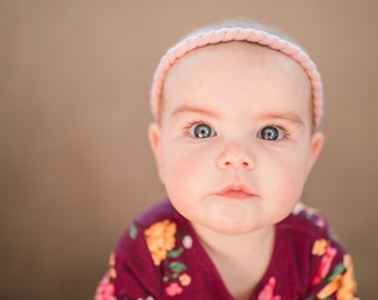 blush pink baby girl headbands, baby girl sprinkle gift, newborn girl gift, infant girl headbands, braided headbands, boho headband