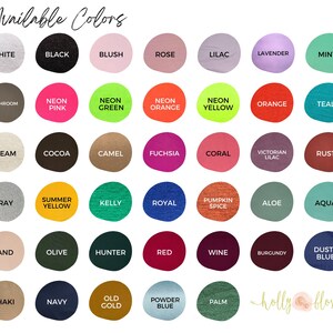 a grid of 24 different colors, each color represented by a circle. The colors are arranged in a 4x6 grid, with each row containing three colors. The colors are listed in a clear and organized manner, making it easy to identify each color.