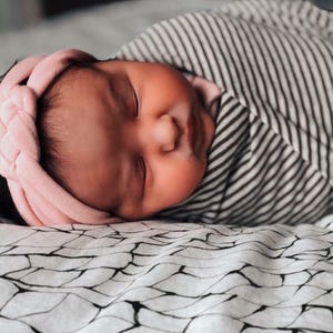 newborn girl gift, baby girl gift, gift for newborn, rose pink baby headband, coming home outfit accessories, baby girl hospital headband image 1